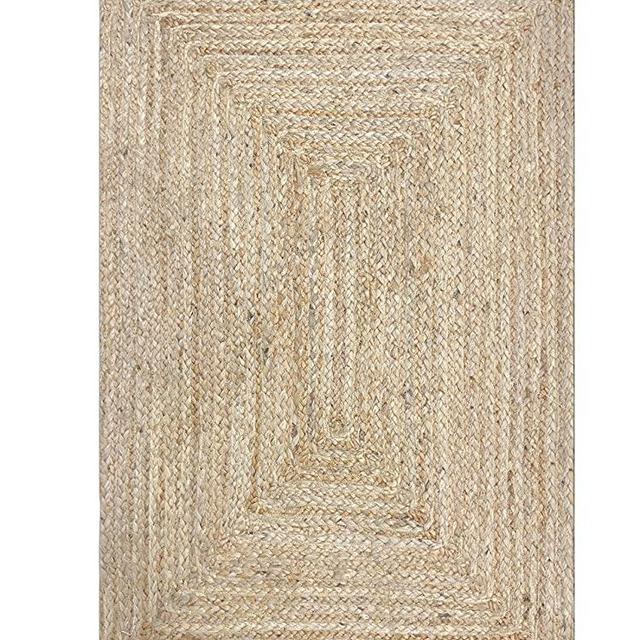 Jute Braided Natural Rug 2X3' -Natural Linen Color, Hand Woven & Reversible for Living Room Kitchen Entryway Rug,Jute Burlap Braided Rag Rug 24x36 inch,Farmhouse Rag Rug, Rustic Rug,Natural Look Rug