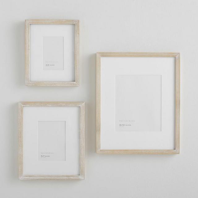 Wood Gallery Single Opening Frame, Set of 3, White Wash