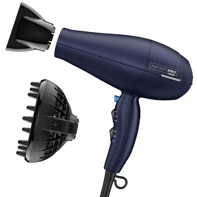 INFINITIPRO BY CONAIR 1875 Watt Texture Styling Hair Dryer for Natural Curls and Waves, Dark Blue, 1 Count