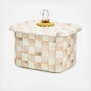 Mocha Check Steel Recipe Box