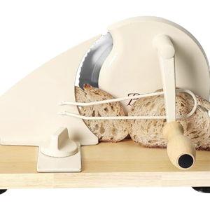 Brvclon Manual Bread Slicer for Homemade Sourdough,Adjustable Thickness,Hand Crank Bread Slicer with Stainless Steel Blade, Aluminum Alloy Frame & Solid Wood Base with Natural Wood Veneer Finish