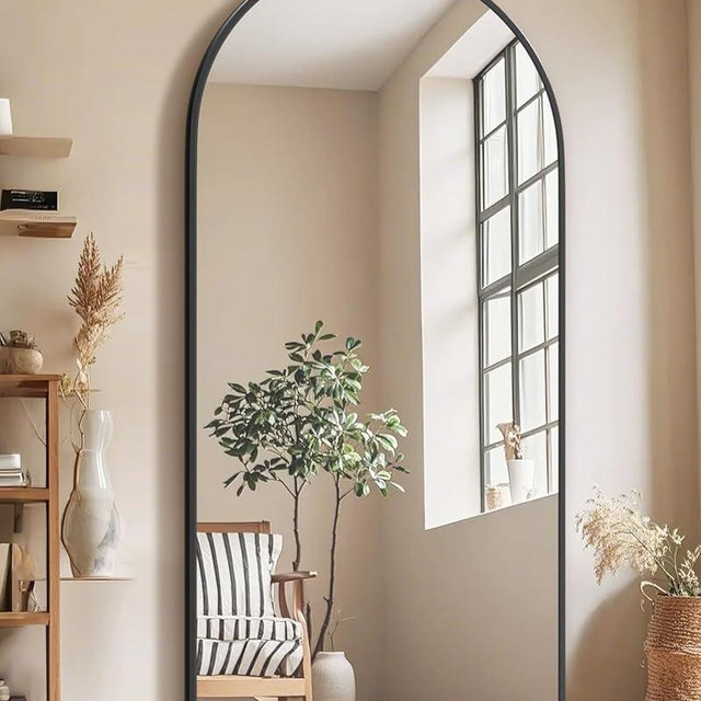 71"x32"Floor Mirror Full Length,Arched Full Length Mirror with Stand,Full Body Mirror,Hanging or Large Leaning for Bedroom Living Room Black