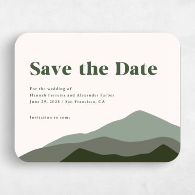 Green Rounded Wedding Save the Date - Langdon Landscape