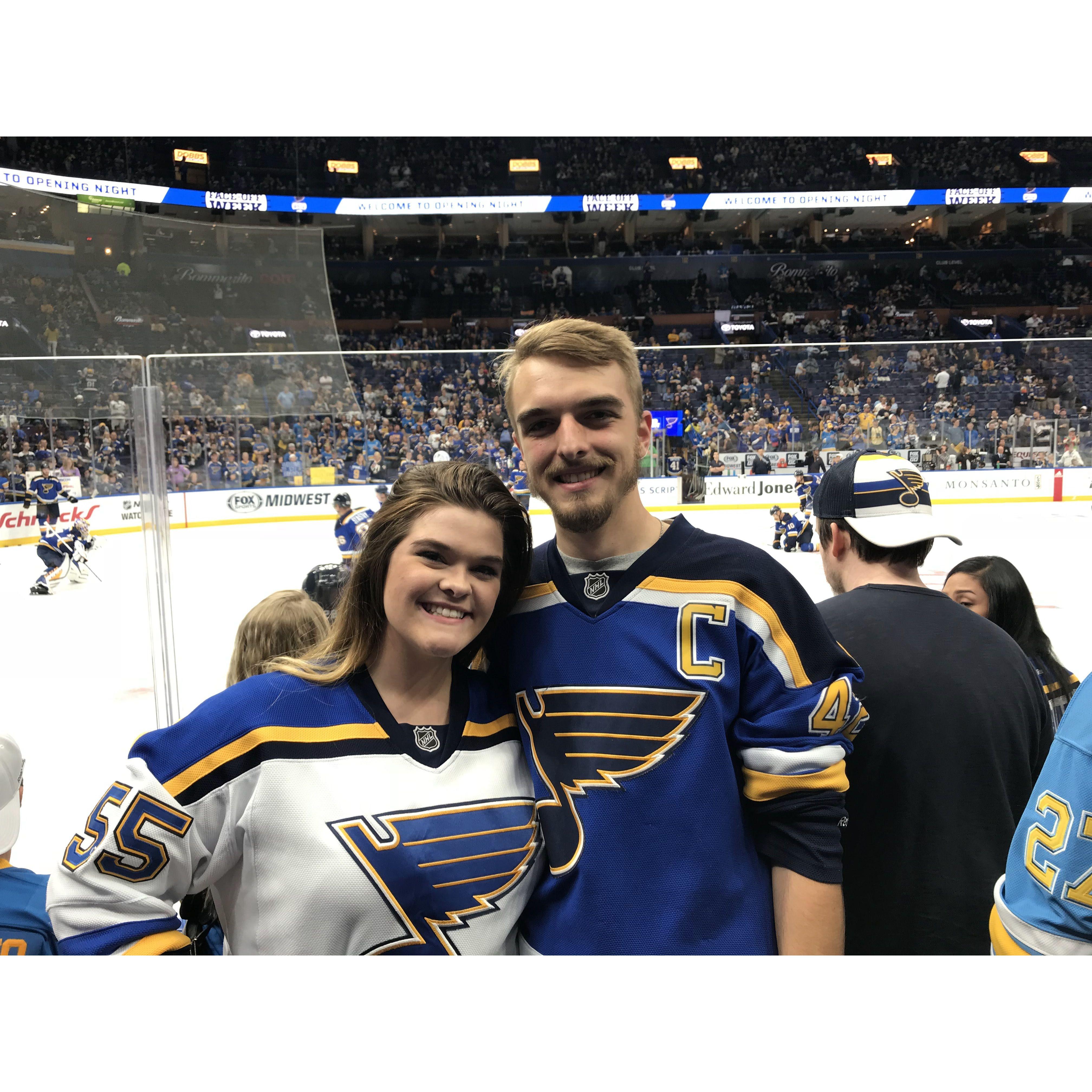 Our first Blues game together was the 2017 home opener!
