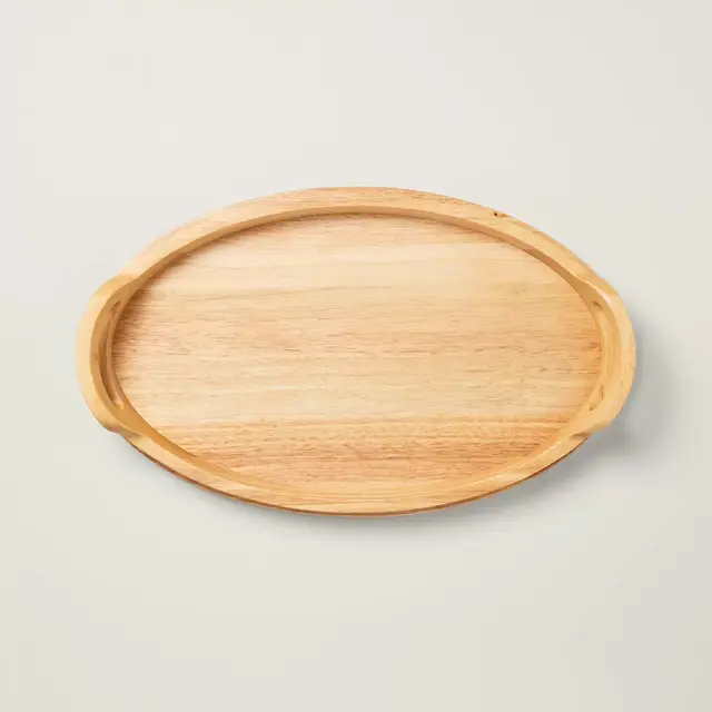 18" Round Rubberwood Serving Tray with Handles - Hearth & Hand™ with Magnolia