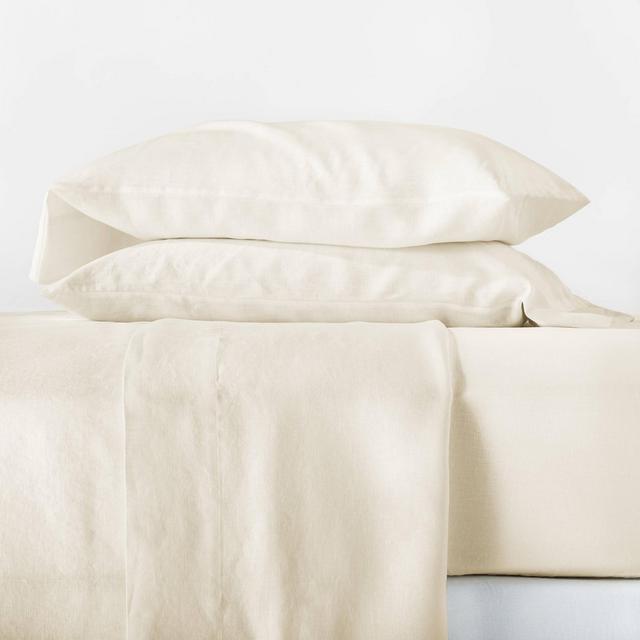 Queen 100% Linen Solid Sheet Set Natural - Casaluna™