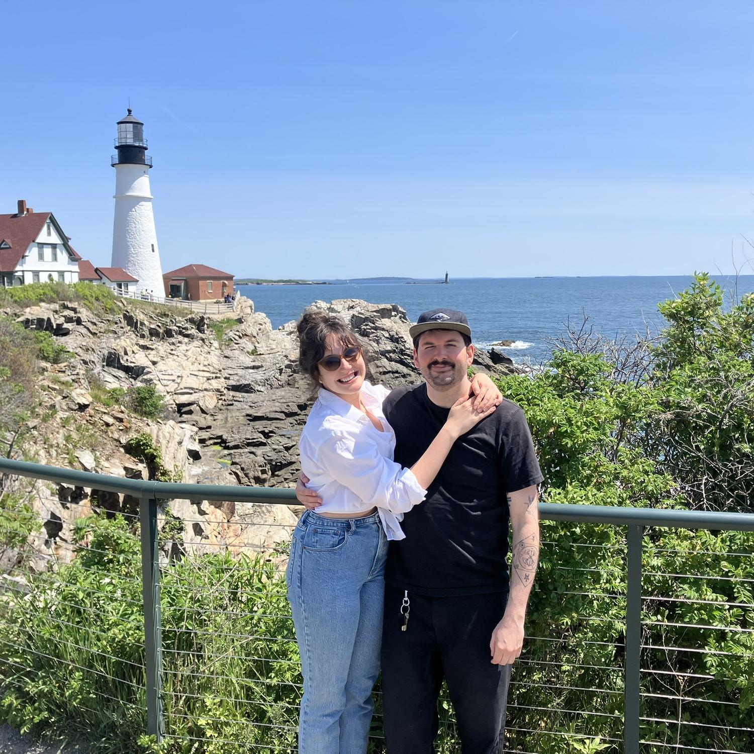 Our first trip together: visiting bridesmaid Norah in Maine.