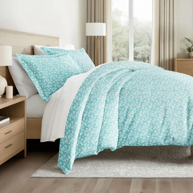 Quatrefoil & Farmhouse Vine Prints 3PC Duvet Cover & Shams Set, Ultra Soft - Becky Cameron, Wheatfield / Pale, Full/Queen