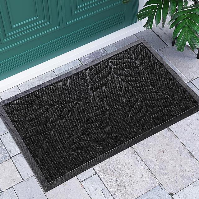 Yimobra Door Mats Outdoor Indoor, Heavy Duty Non Slip Welcome Mats for Front Door, Easy Clean Outside Doormats for Outdoor Entrance Home Entry Mat, Patio Waterpoor Rubber Door Mat, 29.5"x17", Black