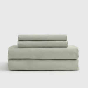 Quince Classic Organic Percale Fitted Sheet Set (King | Sage)