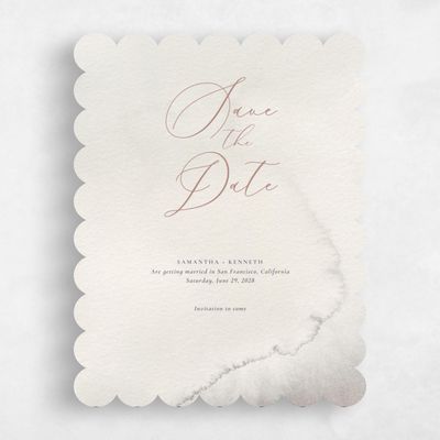 Beige Scalloped Wedding Save the Date - Elting Portrait