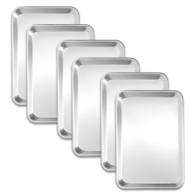 FSUON 6 Pack Half Size Baking Sheet Pan, Aluminum Commercial Cookie Sheet Pan, Durable & Anti-Stick 18”x 13”