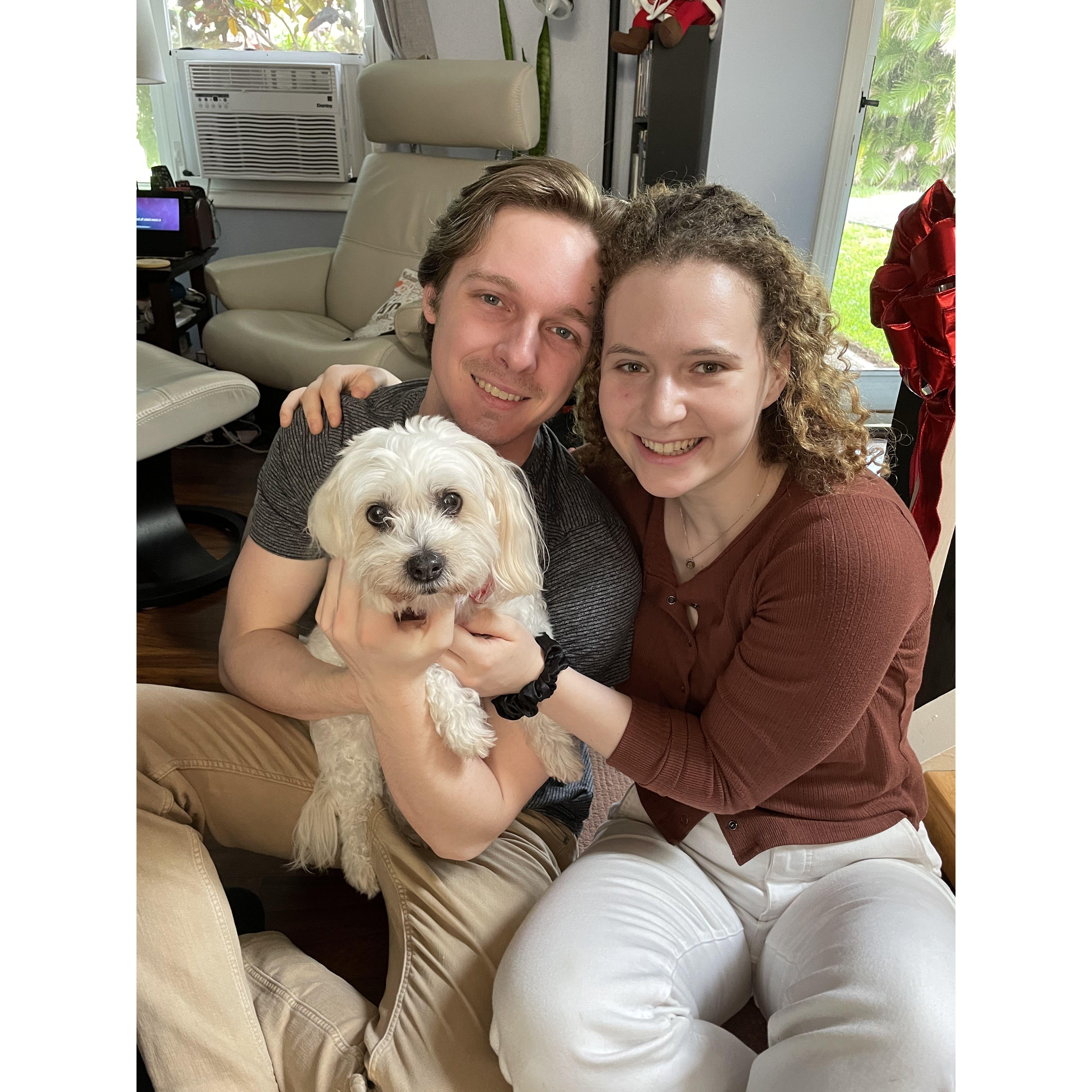 2021: Us with Nate's late childhood dog, Bella