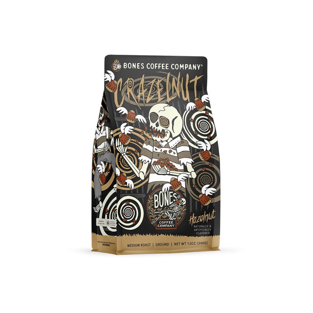 Bones Coffee Company Crazelnut Ground Beans Hazelnut Flavor 12 oz Medium Roast