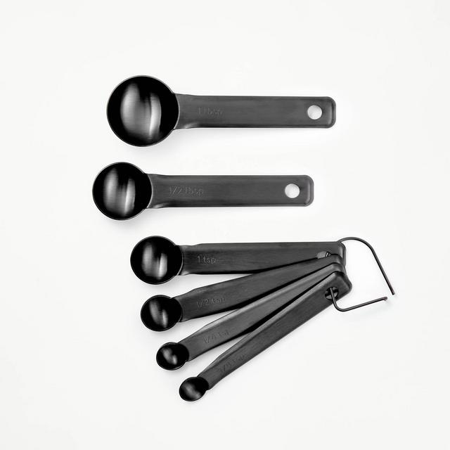 6pc Stainless Steel Measuring Spoons Matte Black - Figmint™