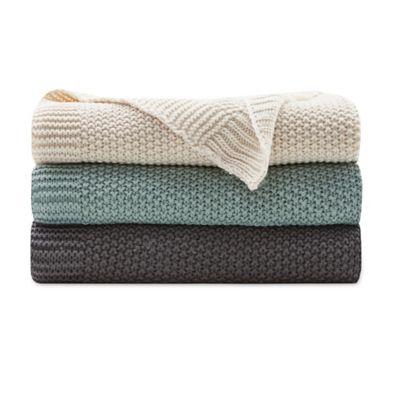 INK + IVY Bree Knit Throw Blanket in Aqua