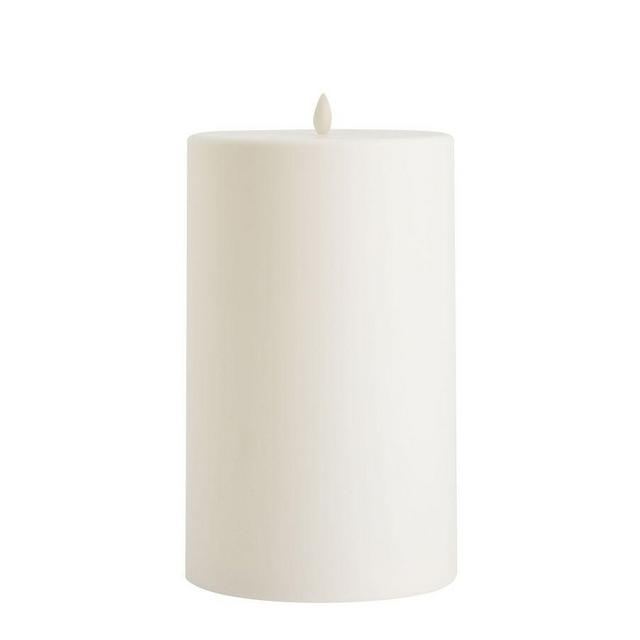 Premium Flickering Flameless Outdoor Wax Pillar Candle, Ivory, 6" x 10"