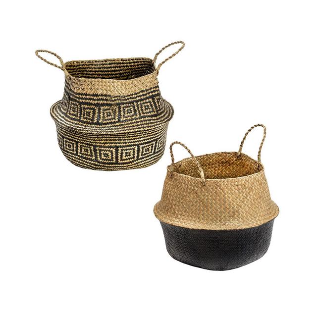 Honey Can Do Set of 2 Folding Seagrass Belly Baskets