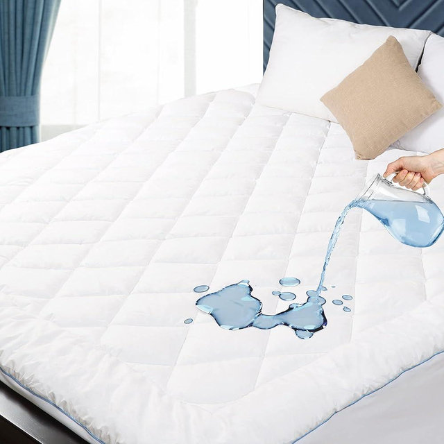 HOMTEC King Size Mattress Protector Waterproof Quilted Mattress Cover Cotton Mattress Pad Cover Extra Deep Pocket 18-22" Thin Version Hypoallergenic & Soft