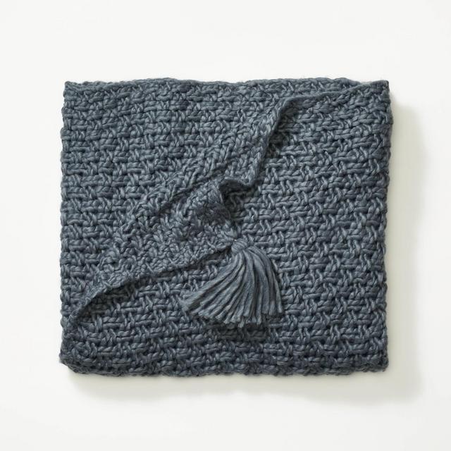 Chunky Knit Throw Blanket Slate Blue - Threshold™ designed with Studio McGee
