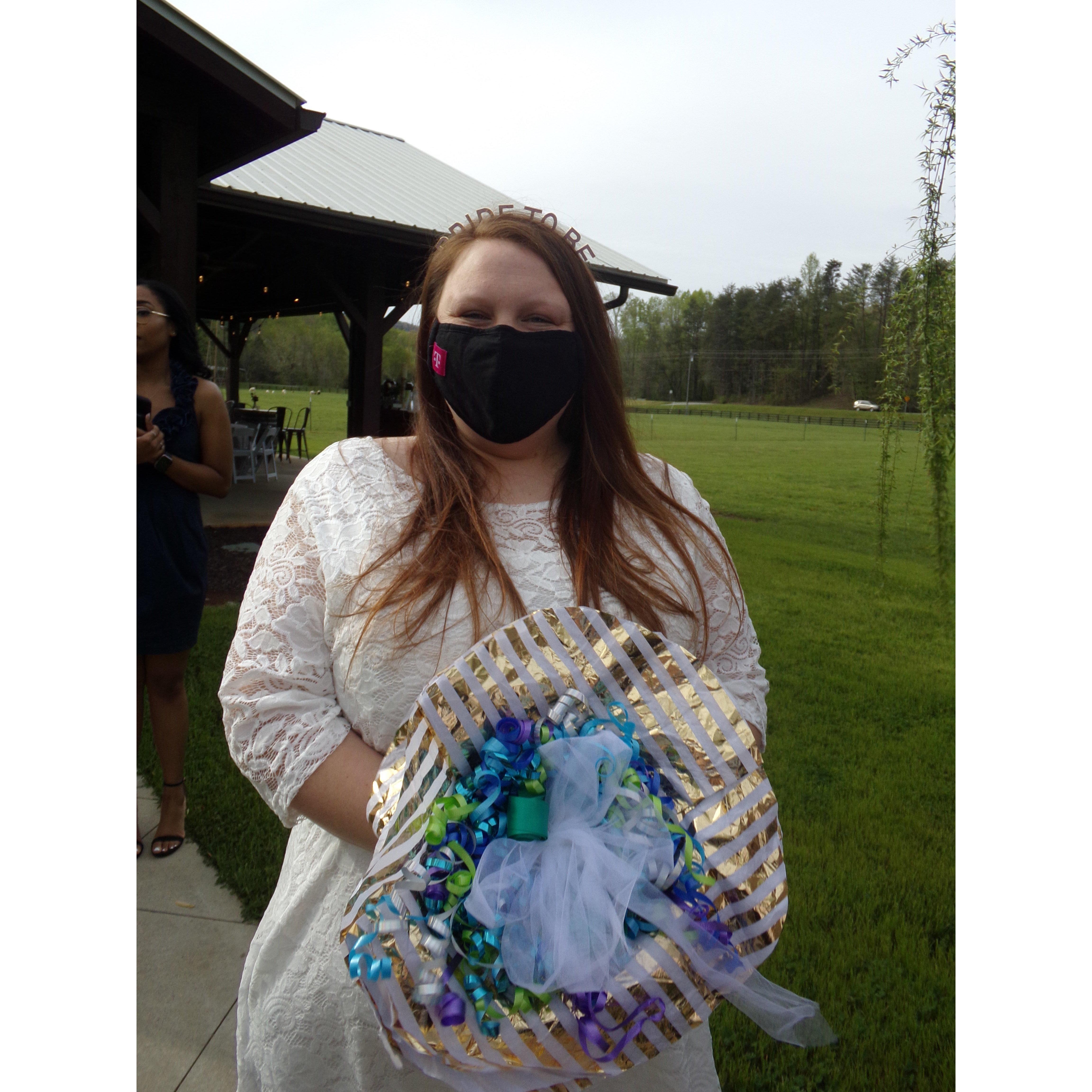 The Bride and her Bow Bouquet for Rehearsal!