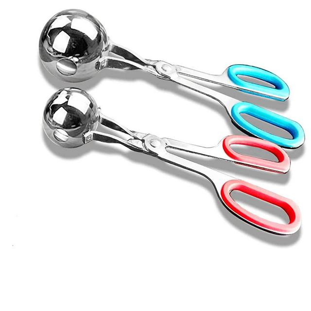 2PCs Meat Baller, None-Stick Meatball Maker with Detachable Anti-Slip Handles, Stainless Steel Meat Baller, 7x3