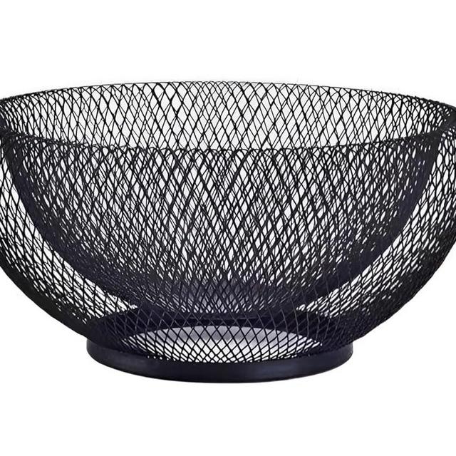 GWEOBZ Metal Fruit Basket Counter Mesh Fruit Bowl for Kitchen Black Decorative Table Centerpiece Stand Round Home Decor (Mesh 12")