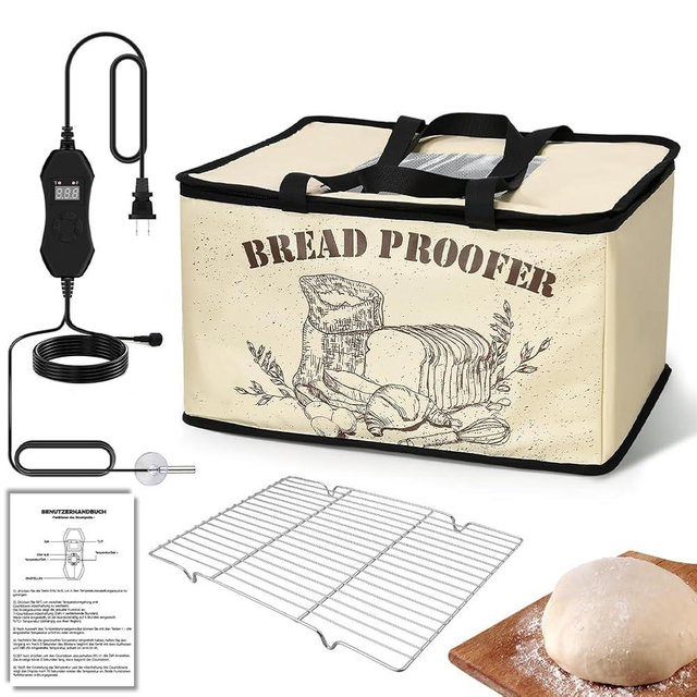Msiud Bread Proofer with Heater, Dough Proofing Box with Temperature Control Timer, Foldable Sourdough Starter Kit for Baking Pizza Making Yoghurt Cheese Fermentation(0–130℉)