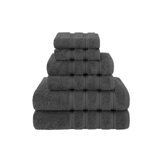 American Soft Linen 6 Piece Towel Set, 100% Cotton Bath Towels for Bathroom, Dark Gray