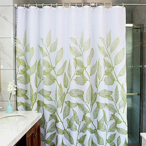 MangGou Leaves Fabric Shower Curtain, Waterproof Polyester Bathroom Curtain,Decorative Shower Curtain Liner with 12 Hooks,Mildew Resistant,Machine Washable,72 x 72 inch,Green