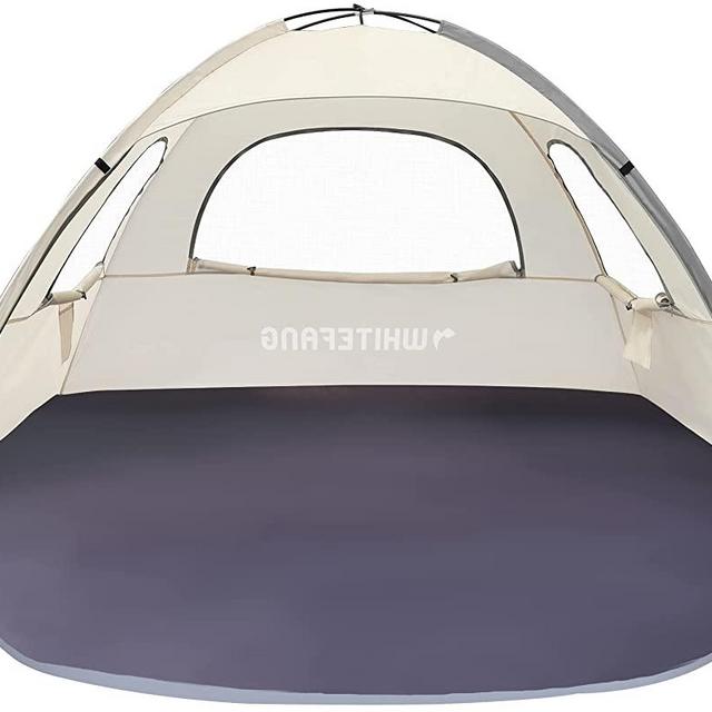 WhiteFang Beach Tent Anti-UV Portable Sun Shade Shelter for 3 Person, Extendable Floor with 3 Ventilating Mesh Windows Plus Carrying Bag, Stakes and Guy Lines (Baby's Breath)