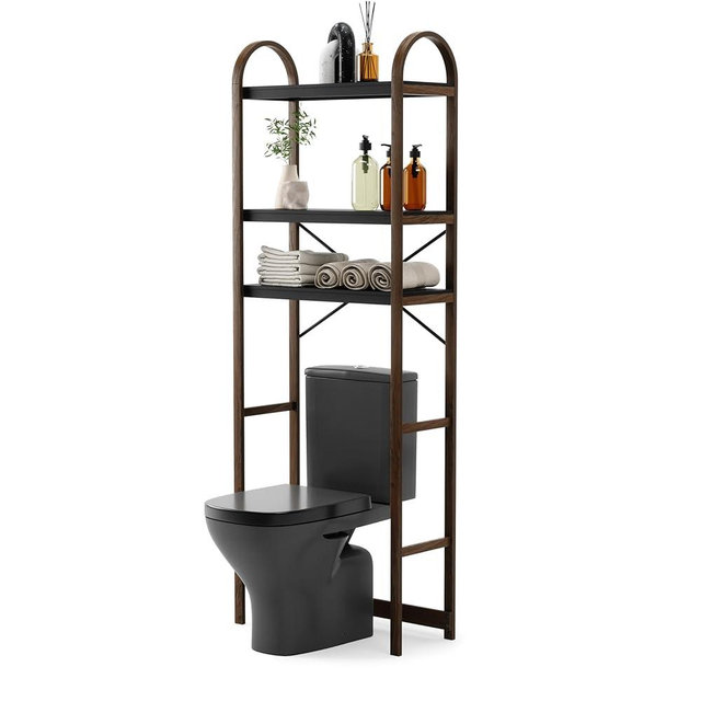 Umbra Bellwood Over-The-Toilet Shelf for Bathroom or Powder Room, Black/Walnut