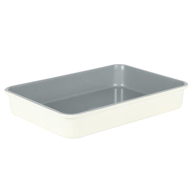 Sur La Table Kitchen Essentials Bake Sale 9 X 13 Inch PFOA, PFAS, PTFE Free Nonstick Roaster/Cake/Baking Pan - Linen White