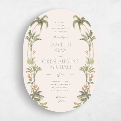 Beige Oval Wedding Invitation - Somrig Portrait