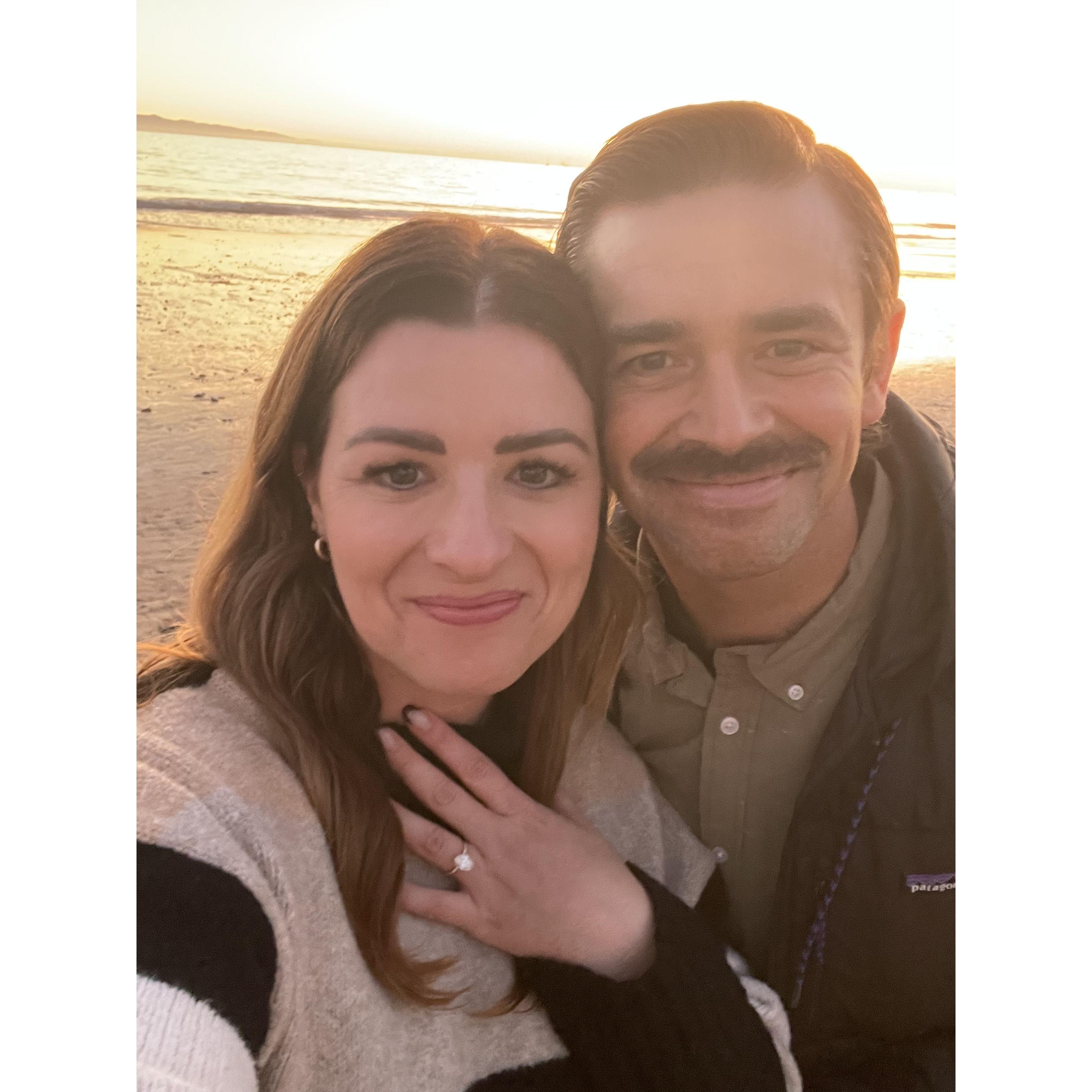 Josh asked Courtney to marry him on January 1, 2025 at Butterfly Beach in Montecito.