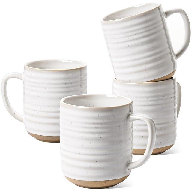 LE TAUCI Coffee Mugs 12 oz, Ceramic Mug Set, Housewarming Wedding Gift, Coffee Cups for Latte, Hot Tea, Cappuccino, Mocha, Cocoa - Set of 4, Arctic White