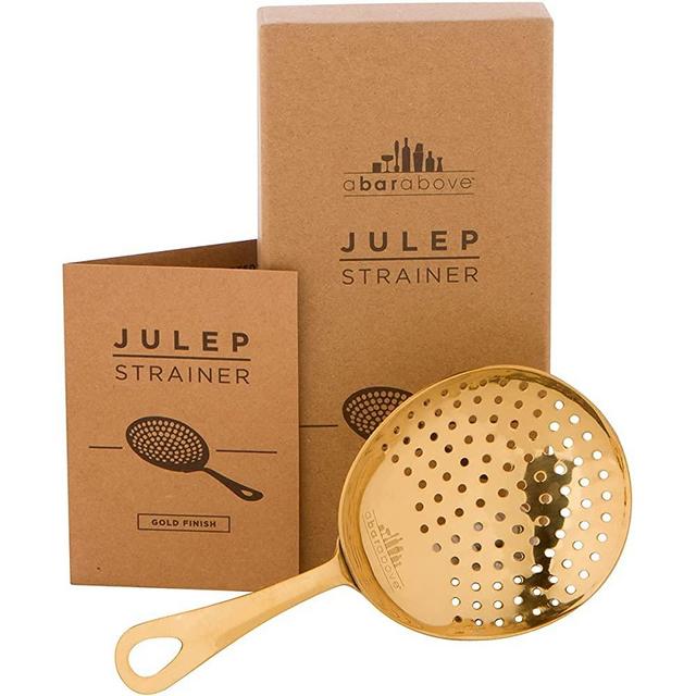 A Bar Above Gold-Colored Julep Strainer - Easy to Hold Drink Strainer - Use with Cocktail Shakers, Mixing Glasses and Pint Glasses - A Sophisticated Tool for Straining Cocktails - Gold Strainer