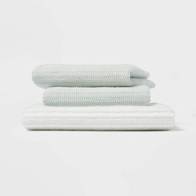 3pk 1 Striped, 2 Solid Dish Cloths Mint Green - Room Essentials™
