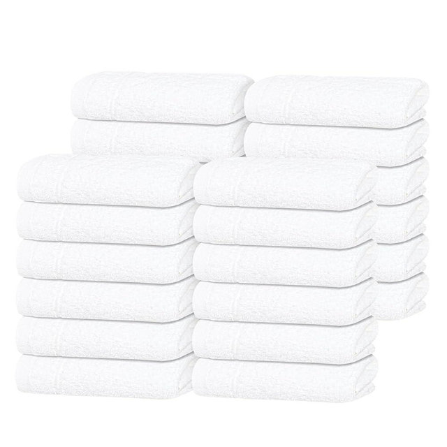Tens Towels Pack of 24 Washcloths, 12 x 12 Inches, Lighter Weight, Quick to Dry, Super Soft & Absorbent, Gentle Face Towels, Hotel Quality, Perfect for Bathroom, Gym, Spa (White, 24 Pack)