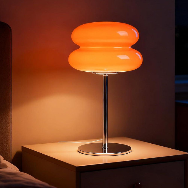 xiaojuande Bedroom Mushroom lamp, Medieval Modern Bedside Table lamp, dimmable Retro Egg Tart Headlight, Unique Home Mushroom Decoration Aesthetic Lovely Living Room Desk lamp (Orange)