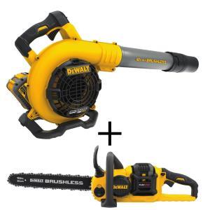 60-Volt MAX Lithium-Ion Cordless FLEXVOLT 129 MPH 423 CFM Handheld Leaf Blower with Bonus FLEXVOLT 16 in. Chain Saw