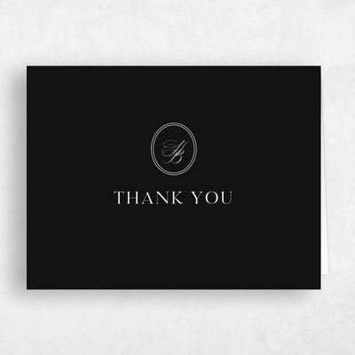 Black Monogram Wedding Thank You - St Anne Landscape
