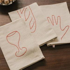 Hand, Bread, Glass Kitchen Towels - Set of 3
