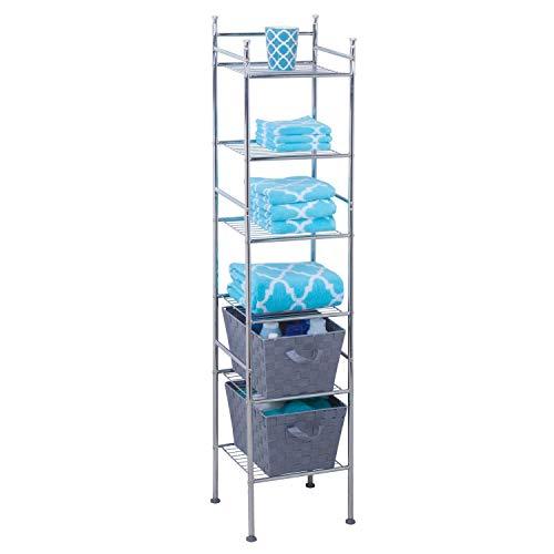 Honey-Can-Do BTH-03484 6 Tier Metal Tower Bathroom Shelf, 12.6” L x 11” W x 59.8” H, Chrome