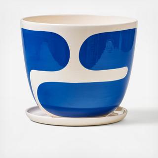 Large Color Block Planter with Saucer