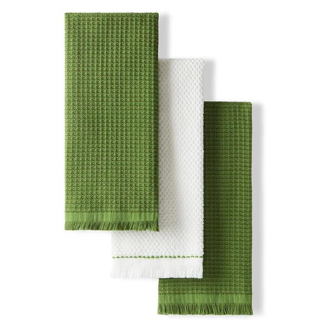 KitchenAid Gourmet Series Gridlines Kitchen Towels 3-Pack Set, 100% Cotton Absorbent, Matcha Green, 18"x28"