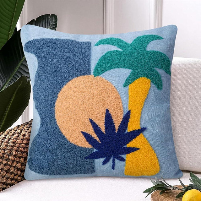 JASEN Abstract Boho Pillow Covers 18x18,Soft Mid Century Geometric Floral Decorative Throw Pillows for Couch Bed Sofa Bedroom（Only 1 Pillow Cover）,Cocount Tree