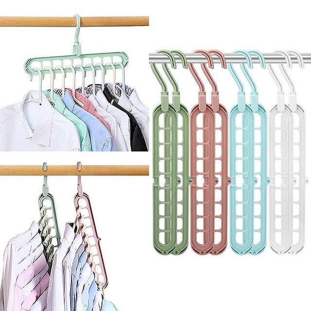 Magic Space Saving Clothes Hangers Multifunctional Smart Closet Organizer Premium Wardrobe Clothing Cascading Hanger 9 Slots, Innovative Design for Heavy Clothes, Shirts Pants Dresses Coats(8 Pack)