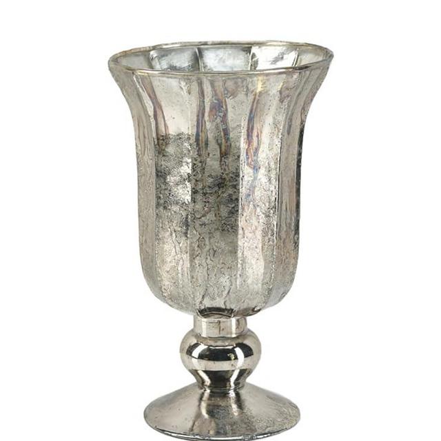 Serene Spaces Living Antique Platinum Vase for Flowers, 8 1/2in Platinum Urn for Centerpieces, Weddings, Events