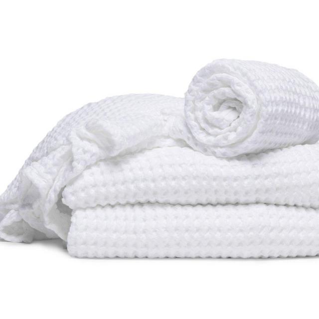 Waffle Bath Towel, White